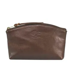 イルビゾンテ IL BISONTE ポーチ C0525 P 869 マルチポーチ 小物入れ MARRONE マローネ ダークブラウン＋チェック柄