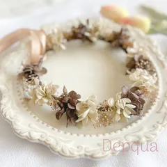 ~beigebrown ~ 花冠　花かんむり　ベビー　キッズ　ピンクブラウン