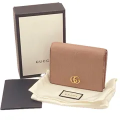 GUCCI グッチ GGマーモント 二つ折り財布 レザー ベージュ 456126 箱／保存袋