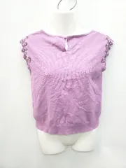 ◇ WILLSELECTION ウィルセレクション 刺繍 フレンチスリーブ 半袖 シャツ カットソー サイズM パープル系 レディース P  【1402270003672】のサムネイル