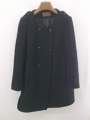 ◇ Broderie & Co nano universe ウール混 エポレット 長袖 ノーカラー コート サイズ38 ブラック レディース E  【1304120010314】