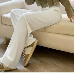 790 裏起毛ワイドパンツ コーデュロイ 厚い 極暖 防寒 カジュアルパンツ　分厚い　アイボリー　寒さ委対策