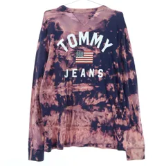 美品 TOMMY JEANS トミージーンズ ツートンカラー 長袖 Tシャツ L レッド メンズ 古着