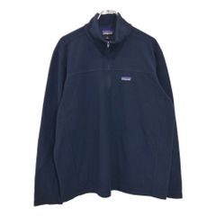 patagonia パタゴニア ハーフジップ マイクロD フリースジャケット アウトドア ネイビー(メンズ L)中古 古着 U3029