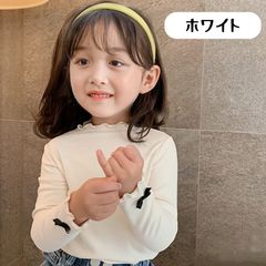 무료 배송 화이트 프릴 넥 긴 소매 T 셔츠 컷 톱 니트 소재 신축성 깨끗한 깔끔한 실루엣 캐주얼 한국 어린이 옷 소녀 소녀 키즈 주니어 80cm 90cm 100cm 110cm 120cm 130cm 140cm