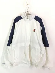 古着 90s NIKE 裏地 Wメッシュ テニス ロゴ パッチ バイカラー ナイロン ジャケット XL 古着