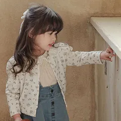 韓国子供服 韓国子ども服  ベビー服 キッズ 女の子 アウター 花柄 カーディガン 白 子供服 子ども服 新品のサムネイル