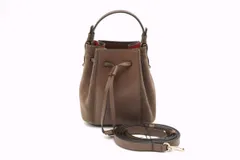 フルラ 2way ショルダー ハンドバッグ ミニ ポーチ 巾着 スエードレザー 茶 ブラウン FURLA 1167h