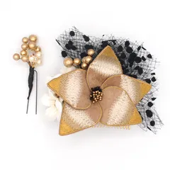 髪飾り ２点セット 京都 西陣 和小物 京あそび MIYAKO ASOBI 黄色 成人式 花 和風 浴衣 着物 振袖 袴 七五三 子供 結婚式お呼ばれ 卒業式 入学式 髪留め コーム 日本製 送料無料 W 98 CM-T7-0764 w775　Si