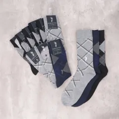 ☆ 3色アソート ☆ 紳士 カジュアルソックス/柄Ｂ 靴下 メンズ 12足組 ソックス 靴した カジュアルソックス くつ下 紳士靴下 クルーソックス 柄 紳士用 メンズソックス セット おしゃれ 25～27cm くつした オシャレ シンプル ブランド ポロ