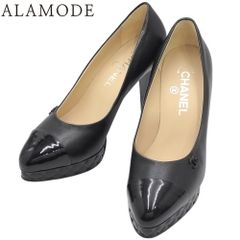 CHANEL(シャネル) ココマーク ヒールパンプス パンプス 靴 くつ ハイヒール 37 1/2C ラムスキン パテントカーフスキン ブラック黒 G34195 レディース 40802119424【中古】【アラモード】