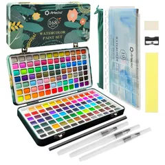 【特価商品】Artecho 水彩絵の具セット 168色 ペイントキット 水彩パッ Artecho 水彩絵の具セット 168色 ペイントキット 水彩パッド付き