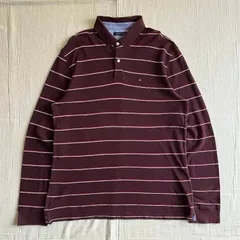 〜00s　archive　トミーヒルフィガー　ボーダー柄　ラガーシャツ　ポロシャツ　カットソー　胸ロゴ刺繍　Y2K　平成レトロ　C-BOY