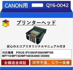 【エコプリ保証】再生品 Canon プリントヘッド QY6-0042 iP3100/MP730/560i/850i対応 印字不良/印刷不良改善 エコプリオリジナル交換マニュアル付属