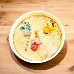 Titto☆Titoオリジナル 開運天然石 天使ストラップ（ストロベリークオーツ/トルマリン青、黄）天然石　チャーム　天使