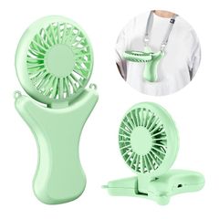 即納：携帯扇風機 手持ち扇風機 ハンディファン 小型 充電式USB扇風機 静音 3段階風量調節 手持ち 卓上 首掛け扇風機 ミニ 扇風機 小型扇風機熱中症対策 折り畳み ストラップ付き (グリンー) 1