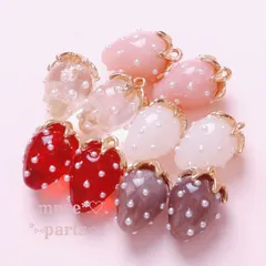 暖色 小ミニ 苺 いちごチャーム パール スイーツデコパーツ ハンドメイド アクリル ピアス イヤリング ブレスレット バッグチャーム 着物 ハロウィン クリスマス ストロベリー 手芸 資材 ゆめかわ ピンク 赤 ブラウン 茶色 クリア 白 くすみカラー 2個