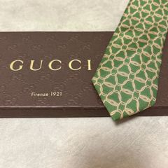 美品 GUCCI グッチ シルク 100％ グリーン 総柄 254-686