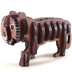 パズル造形　ミニチュア動物「トラ」　シート貼りＭＤＦオーク（茶）