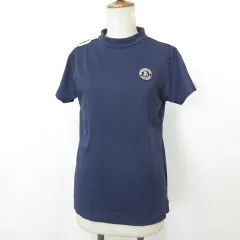 パーリーゲイツ PEARLY GATES ジャックバニー Jack Bunny!! シャツ モックネック ゴルフ スポーツウェア 半袖 ハイネック ワッペン 紺 ネイビー 2