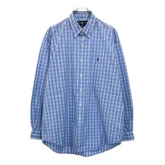 90年代 Polo by Ralph Lauren ポロ ラルフローレン BLAKE ボタンダウン 長袖シャツ チェック ライトブルー(メンズ L)中古 古着 U5338