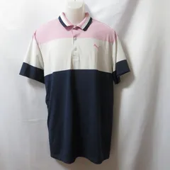 古着 メンズXXL PUMA/プーマ ポロシャツ 半袖 ボタン スポーツ カジュアル パープル/ホワイト/ネイビー 