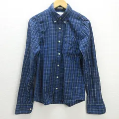 H■アバクロンビー&フィッチ/Abercrombie&Fitch チェック柄 長袖BDシャツ【M】紺/MENS■139【中古】
