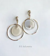 3color big hoop pierce/earring(Ivory) [cc]