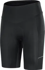Santic(サンティック) レディース サイクルパンツ サイクルショーツ ハイウエスト4Dパッド 高弾性 通気性 サイドポケット 滑り止め 反射ストライプ 自転車ロードバイクショーツ(ブラック,  L)のサムネイル