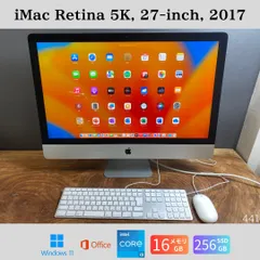 ［美品］Apple iMac Retina 5K, 27-inch, 2017/Core i5  3.5GHz/16GB/SSD256GB/Windows11/Office 2024/441/キーボード＆マウスなし