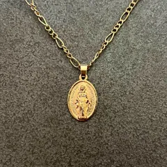 N046-b ネックレス 聖母マリア 奇跡のメダイ レディース メンズ 金色