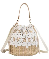 [Elixio] [エリクシオ] かごバッグ 浴衣用バッグ 巾着バッグ ミニショルダーバッグ バケットバッグ ミニバッグ バッグ 手提げ バケツ型 レディース 軽い 夏 花火大会 バック カバン かわいい (フラワー) [フラワー]