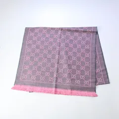 新品 グッチ ストール マフラー メンズ レディース GG柄 ライトピンク グレー ウール100% 133483 3G200 1272