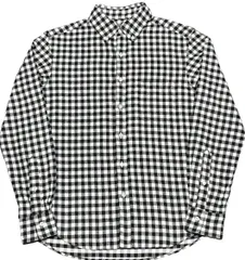 SHIPS 長袖ブロックチェック柄シャツ ブラック×ホワイト Sサイズ