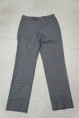 UNITED ARROWS green label relaxing ユナイテッドアローズ グリーン レーベル チェック スラックス パンツ ボトムス 灰 XS 511O★4