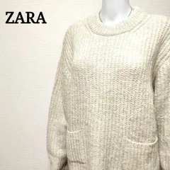 ザラ ZARA ポケット付 ざっくり編みクルーネックプルオーバーニットセーター