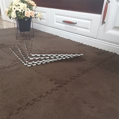 カーペット ポリエステル EVA素材 連結式 厚手 寝室 リビングルーム 全面カバーラグ 洗える 柔らかい 滑り止め マット 機械織り 茶 緑 白 桃 灰 手洗 12枚
