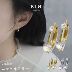 【凛公式】ピアス キャッチレス 18k 18金 フープピアス 金属アレルギー つけっぱなし リングピアス ニッケルフリー 小ぶり 小さめ レディース シンプル シルバー ゴールド ジュエル キュービックジルコニア 耳たぶ 【両耳用・2個売り】