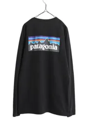 【お得なクーポン配布中!】 パタゴニア 両面 プリント 長袖 Tシャツ メンズ М / 古着 18年製 Patagonia アウトドア ロンT ロングスリーブ ロゴT P6 バックプリント 黒