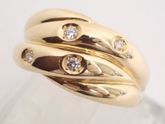 新品仕上げ済 MIKIMOTO(ミキモト) ダイヤリング D0.06ct 8.0g K18YG Au750 12号 イエローゴールド デザインリング 指輪 レディース メンズ
