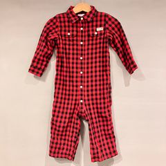 Ralph Lauren ラルフローレン ロンパース カバーオール ブロックチェック バッファローチェック 赤 黒 ブラック レッド ベビー キッズ サイズ 12M（ 80cm ）