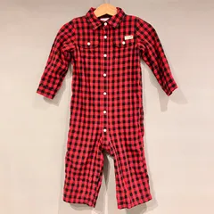 Ralph Lauren ラルフローレン ロンパース カバーオール ブロックチェック バッファローチェック 赤 黒 ブラック レッド ベビー キッズ サイズ 12M（ 80cm ）