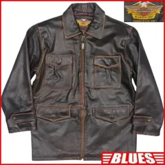 茶芯牛革◇ハーレーダビッドソン◇メンズMレザーカーコートライダース