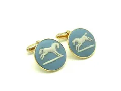 WEDGWOOD ウェッジウッド ジャスパー ホース 馬 カフスボタン カフリンクス アクセサリー メンズ ライトブルー系×ゴールド系 DJ3890のサムネイル