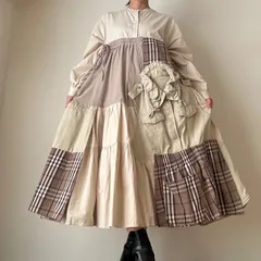 010 used古着リメイク チェック柄 ワンピース 一点物 アップサイクル