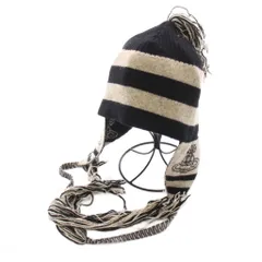 ヴィヴィアンウエストウッド Vivienne Westwood ビーニー ニット帽 帽子 ウール ボーダー オーブ グレージュ 黒 /YMのサムネイル