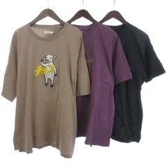 グラニフ graniph 半袖 Tシャツ 3点セット まとめ ラムチョップ イヌハネコハ グレー系 ベージュ パープル L XL ■FF