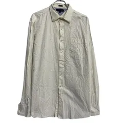 TOMMY HILFIGER 長袖 無地シャツ 36 XXL～ ホワイト トミーヒルフィガー ボタン ビッグサイズ 胸ポケット 古着卸 アメリカ仕入 a701-7428のサムネイル