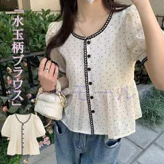 ブラウス シャツブラウス レディース トップス シャツ 半袖 ゆったり 夏 フレアブラウス 水玉柄 フェミニン 大人