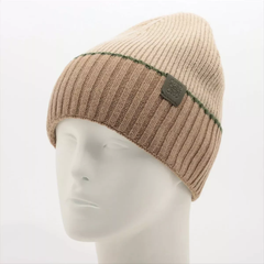 1518　LOEWE ロエベ　ビーニーキャップ ニットキャップ ラナウール ベージュ　帽子